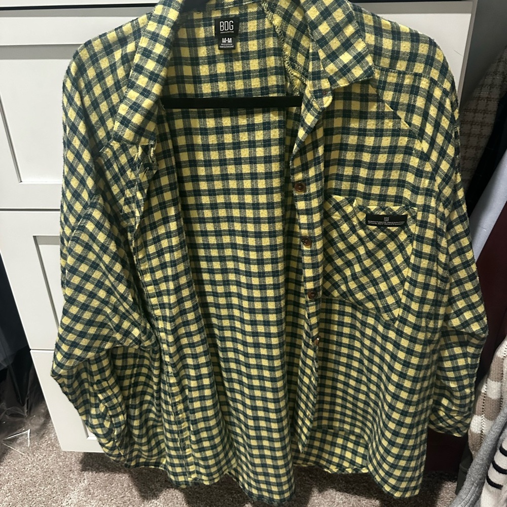 BDG Yellow and Black Button Down Shirt